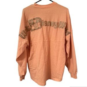 78. Walt Disney World Gold Spirit Jersey Peach Glitter SMALL/PTP:22”/LENGTH:29”